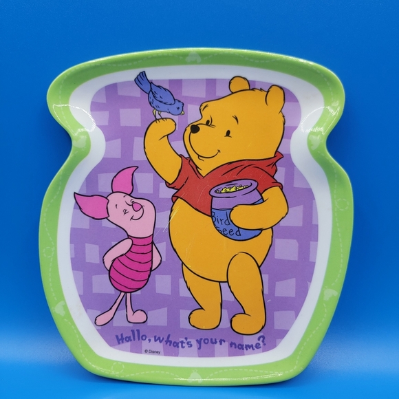 Winnie the Pooh Melamine Plastic Honey Pot Shaped Plate Disney Piglet Pooh 8"x7" - Picture 1 of 8